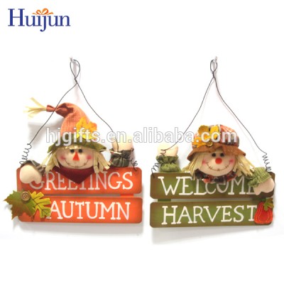 Fabric Harvest 16inch Scarecrow "Welcome" Wall Hanging Fall Decoration