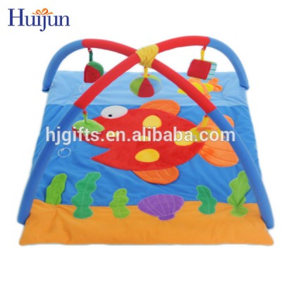 2020 Custom Infant Animal Shaped Plush Fish Soft Baby Play Gym Mat With Educational Toys Non Toxic