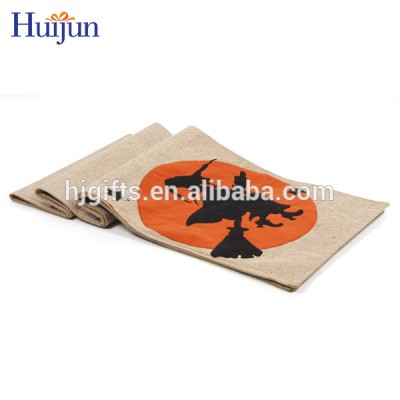 Factory price halloween printing jute home decoration table runner patterns