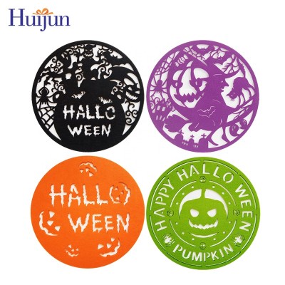 Halloween Felt Place mats Glass Coasters Round Table Mat For Home Decoration