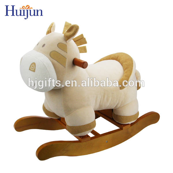 New Promotion Custom Cheap Plush Wooden Rocking Horse Calf Toy