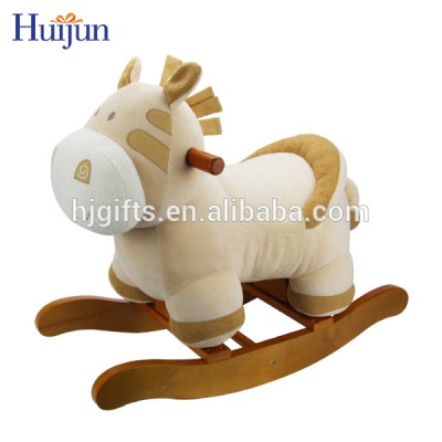 New Promotion Custom Cheap Plush Wooden Rocking Horse Calf Toy