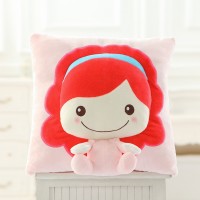 lovely printed square shaped Cushion pillow toy with applique embroidered red heart&"I love you"